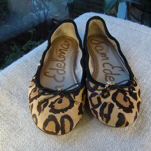 Sam Edelman Felicia leopard real fur ballerina flat, Size 7.5 W
